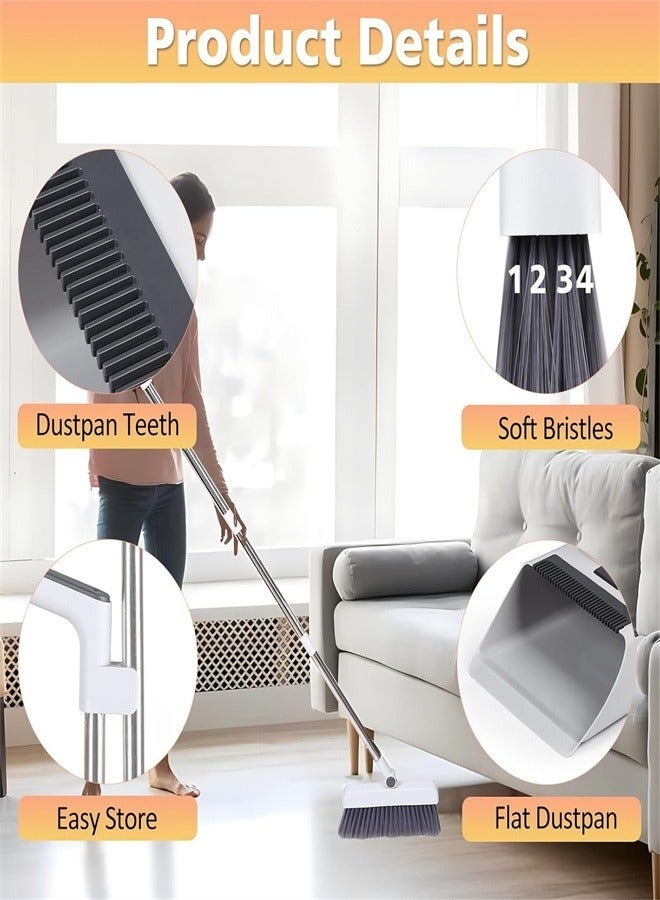 Arabest Broom with Dustpan Combo Set, 3 in 1 Brooms for Sweeping Indoor and Outdoor Long Handle Broom and Dustpan Set Push Broom Heavy Duty for Home Cleaning Bathroom Kitchen - Image 3