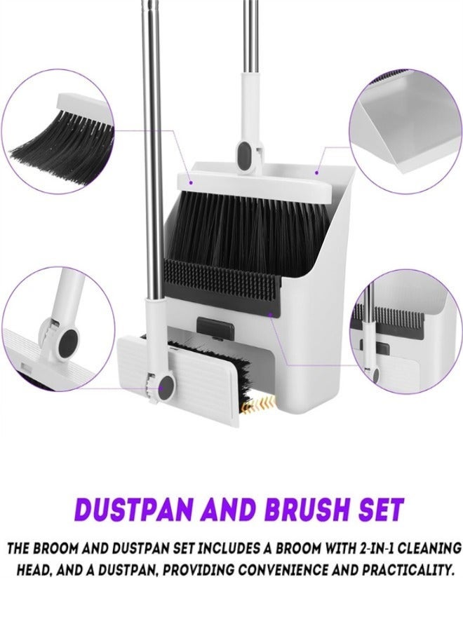 Arabest Broom with Dustpan Combo Set, 3 in 1 Brooms for Sweeping Indoor and Outdoor Long Handle Broom and Dustpan Set Push Broom Heavy Duty for Home Cleaning Bathroom Kitchen - Image 2