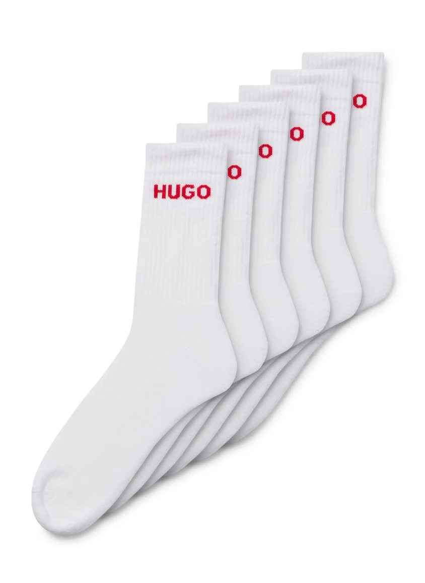 HUGO Six-pack of quarter-length socks with logo detail