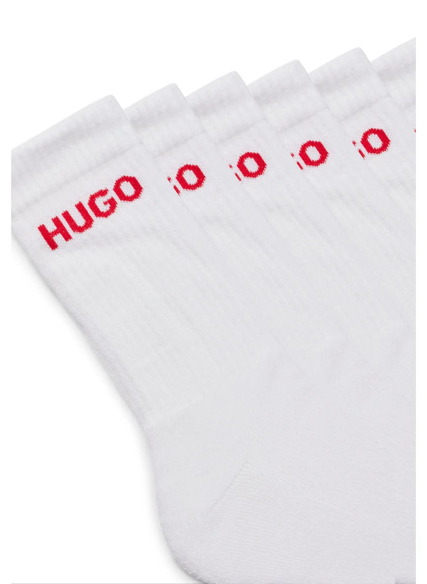 HUGO Six-pack of quarter-length socks with logo detail