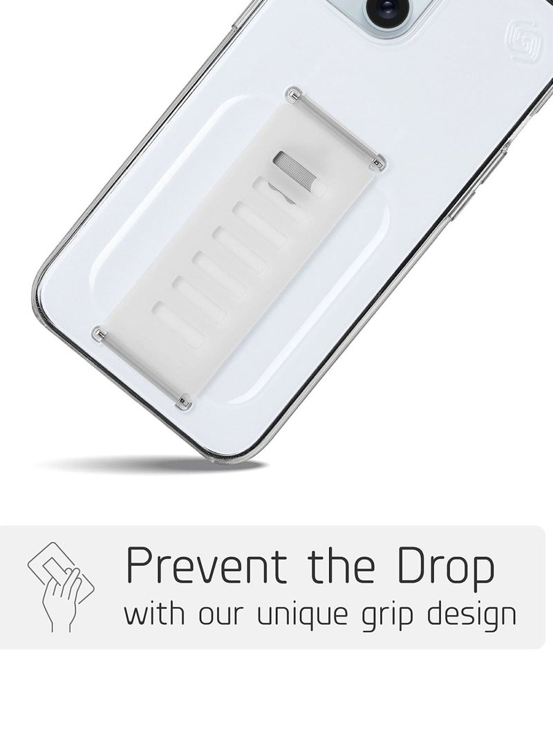 Grip2u Grip2u Boost Slim Grip Band Protective Back Cover Case for Apple iPhone 15 with Drop Protection Clean Action Technology and Wireless Charging Compatibility - Clear  - Image 3