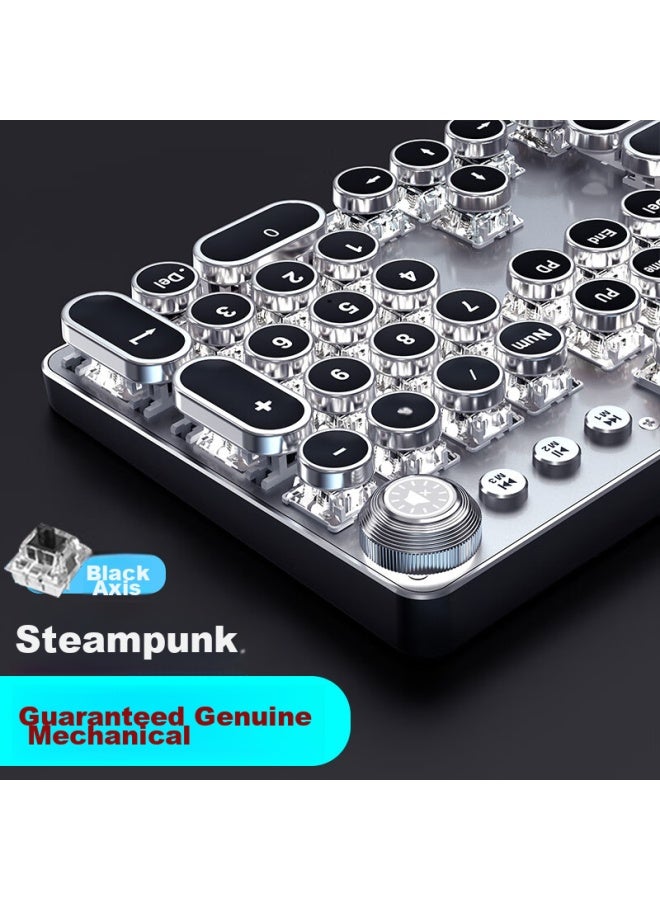 Eweadn Tk100 Punk Mechanical Keyboard, Gaming Wired Keyboard For Desktop And Laptop, External Office Typing Retro Accessory For Pubg, Black With White Backlight And Black Switches - Image 1