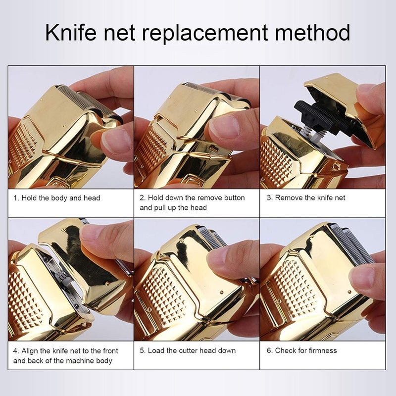 klarako USB Rechargeable Electric Reciprocating Razor, Portable Men Beard Trimmer Shaver Machine for Household or Beauty Salon (Gold) - Image 5