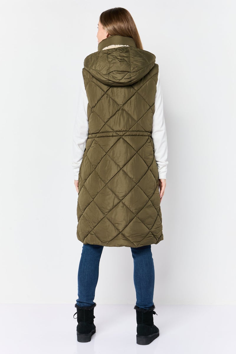 BCBGeneration Women Plain Puffer Jacket, Olive - Image 2