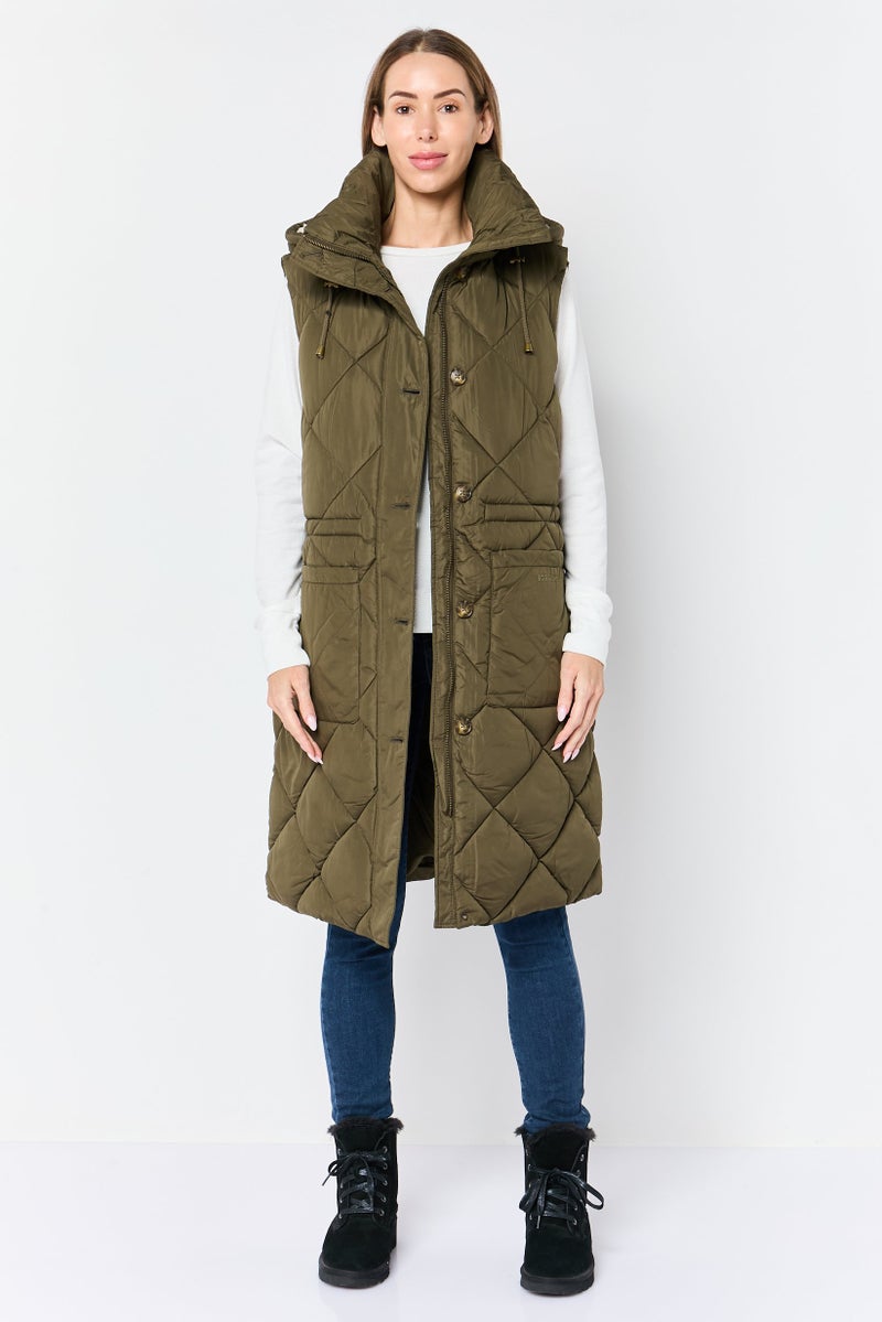 BCBGeneration Women Plain Puffer Jacket, Olive - Image 4