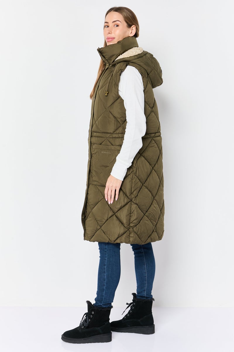 BCBGeneration Women Plain Puffer Jacket, Olive - Image 3