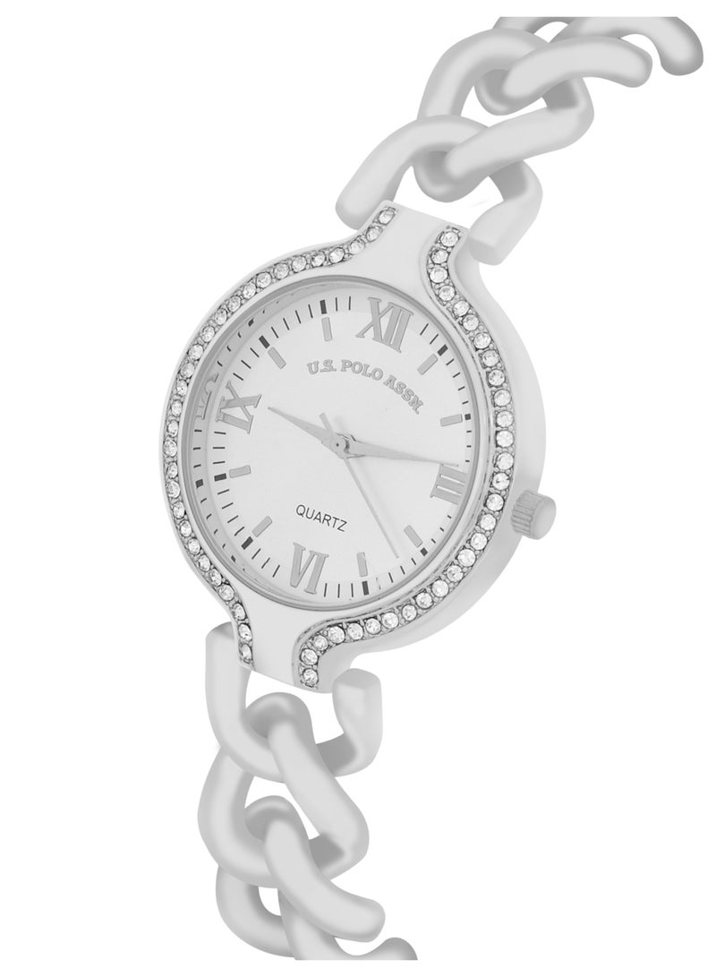 U.S. Polo Assn. Women's Quartz Analog silver tone plated watch and bracelet set - Image 2