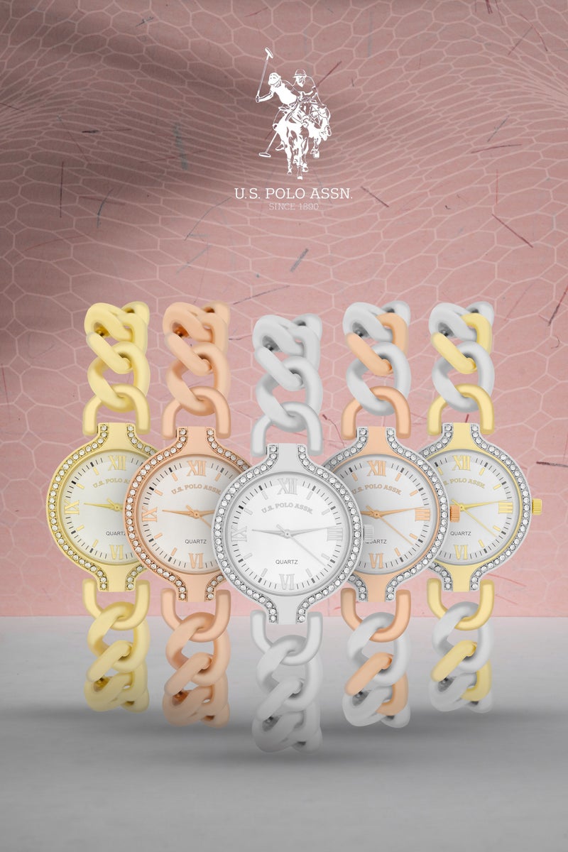 U.S. Polo Assn. Women's Quartz Analog silver tone plated watch and bracelet set - Image 4