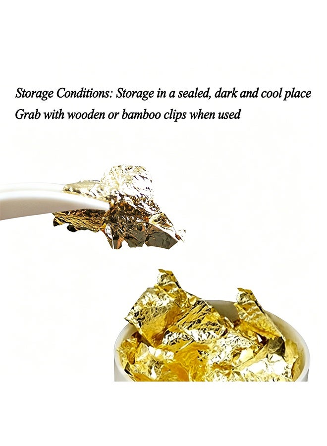 3 PCS Gold Leaf Cake Toppers, with Brush and Forceps, Foil DIY Craft Gold Leaf Flakes for Food Decoration, Painting, Crafts - Image 2
