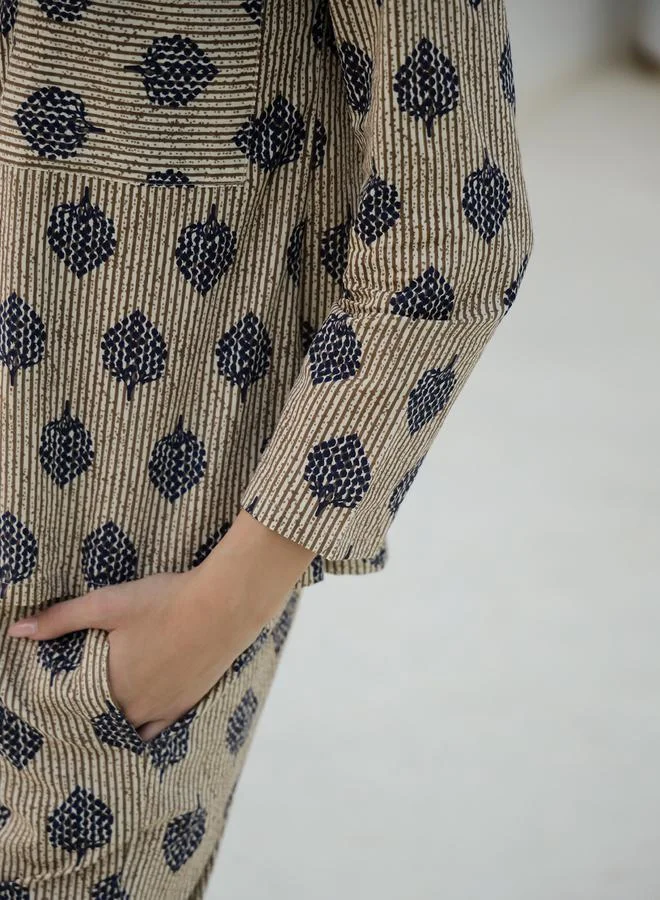sanskrutihomes Sanskrutihomes Printed Buttoned Long Sleeve Shirt and Pyjama Set