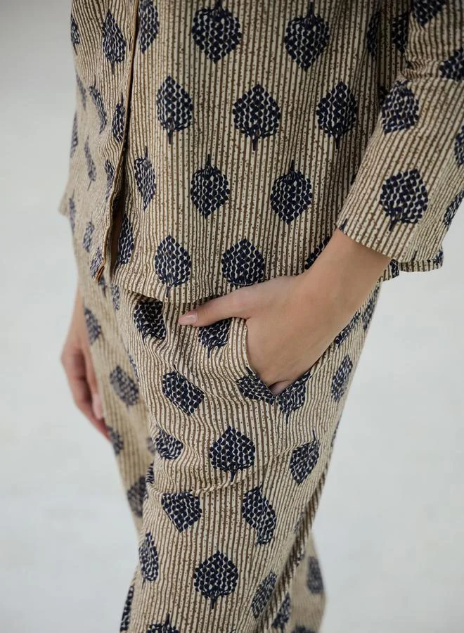 sanskrutihomes Sanskrutihomes Printed Buttoned Long Sleeve Shirt and Pyjama Set