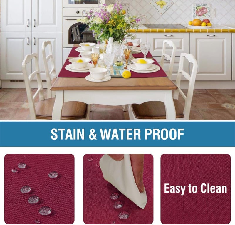 H.VERSAILTEX HVERSAILTEX Linen Placemats Set of 4 Premium Solid Table Mats for Dining Table SpillProof Waterproof HeatResistant Kitchen Mats Washable 12x18 inches Christmas Red - Image 3