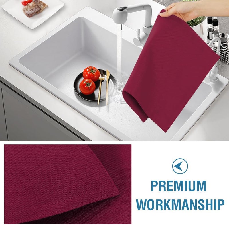 H.VERSAILTEX HVERSAILTEX Linen Placemats Set of 4 Premium Solid Table Mats for Dining Table SpillProof Waterproof HeatResistant Kitchen Mats Washable 12x18 inches Christmas Red - Image 5