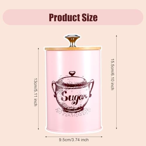 Ubamdom 3 Pcs Pink Kitchen Canisters Set, 6.1" x 3.74" Matte Condiment Pot Metal Tin Jar Container, Food Storage Containers with Bamboo Airtight Lid to Store Dry Food Spices Coffee Tea Sugar Storage - Image 2