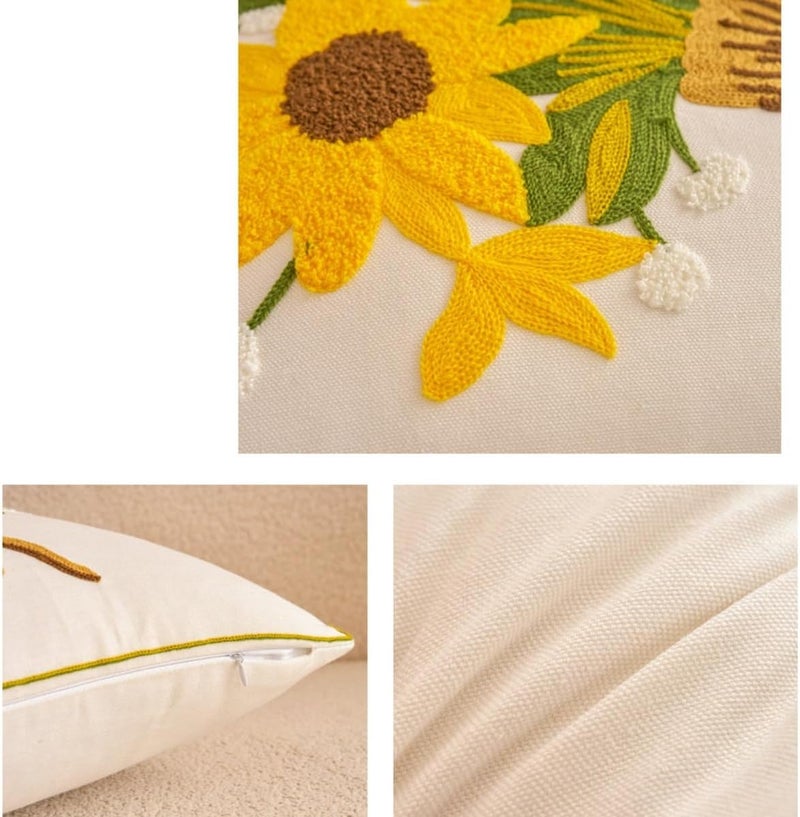 كوزي نوك غطاء وسادة 45 × 45 سم، أغطية وسائد مطرزة للحديقة والصالة والأريكة وغرفة المعيشة وغرفة النوم وديكور المنزل بنمط زهري بدون وسادة، عبوة من 2 (برتقالي توليب) - Image 4