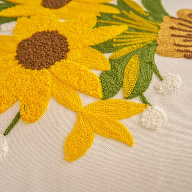 كوزي نوك غطاء وسادة 45 × 45 سم، أغطية وسائد مطرزة للحديقة والصالة والأريكة وغرفة المعيشة وغرفة النوم وديكور المنزل بنمط زهري بدون وسادة، عبوة من 2 (برتقالي توليب) - Image 5