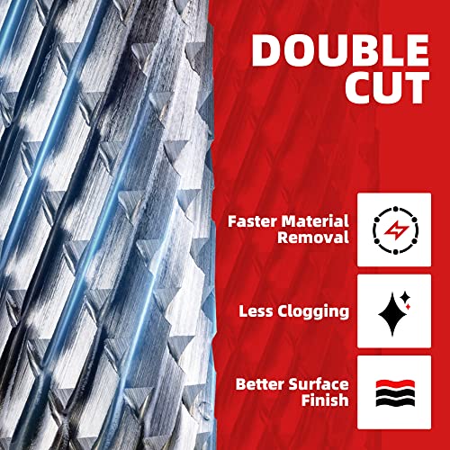 EZARC Tungsten Carbide Rotary Burr Bit, SB-5 Double Cut Carbide Burr 1/4" Shank Die Grinder Cutting Burrs Bit for Metal Working & Sturdy Storage Case - Image 3