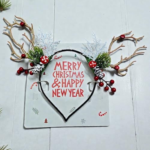 TLISMI LED Light-Up Christmas Reindeer Antler Hairband for Women & Girls | Festive Deer Antlers Headband with Colorful Twinkling Lights, Berries & Faux Pine Décor for Gift, Cosplay, Christmas Party - Image 5