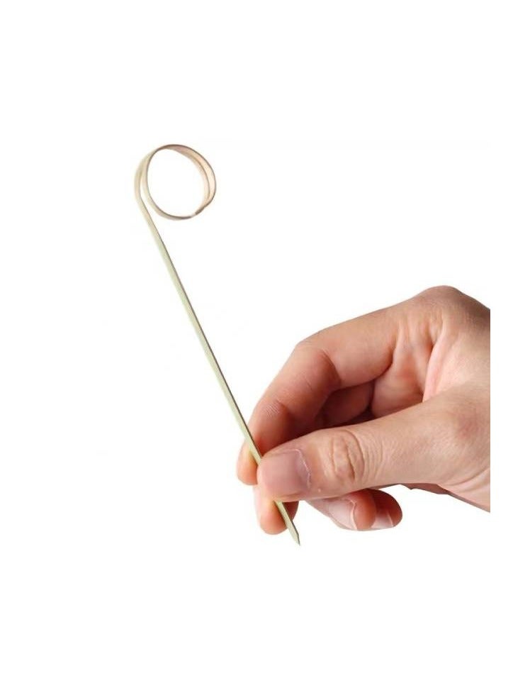 100 PCS Cocktail Picks, Natural Bamboo Ring End Skewers, 12 CM Long Fruit Food Toothpicks, Disposable Food Sticks for Drinks,Fruit,Appetizers,Charcuterie,Cocktail Garnish Accessories, Party Supplies