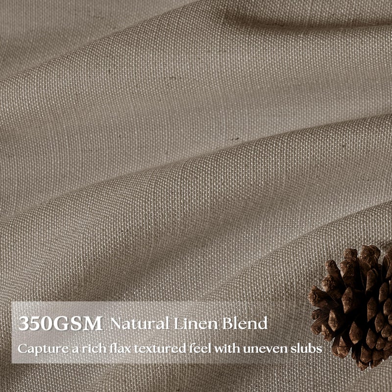 Seeluck Pinch Pleated Linen Curtains 108 Inches Long 2 Panels for Living Room Bedroom Taupe Greyish Brown Dark Flax Drapes Back Tab Farmhouse Burlap Foor to Ceiling Curtains with Hooks Rings Sliding Door - Image 2