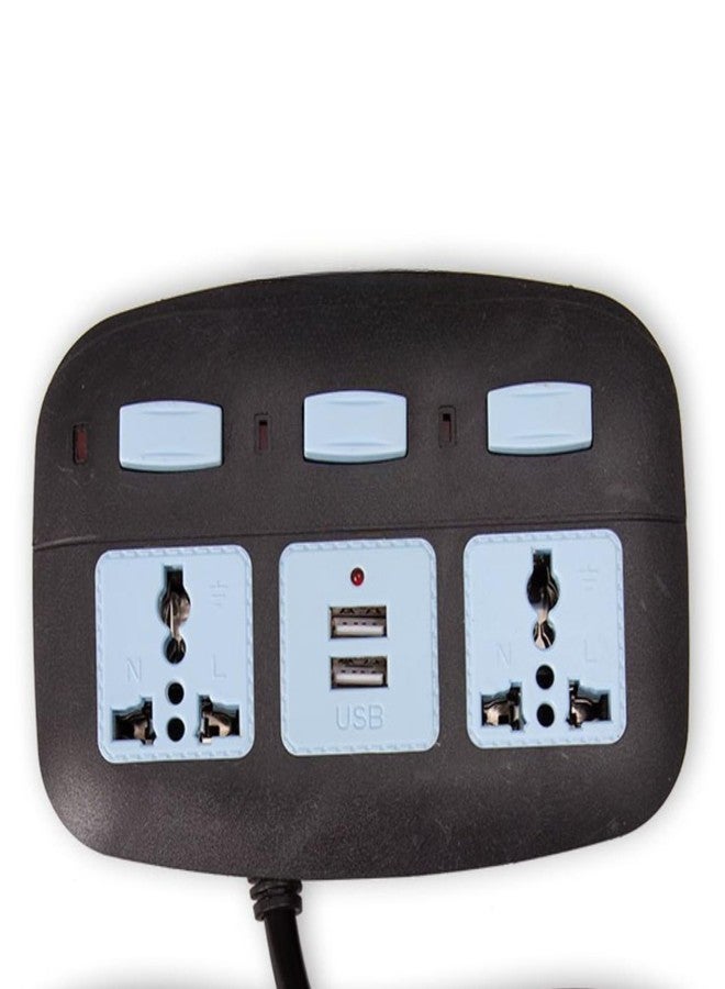Drumstone (10 Years Warranty) Universal 3-Socket Power Extension Board with USB Ports | 2 Meter Cord | Fast Charging, Surge Protection, Smart IC for Home, Office, Laptop, Mobile & Gadgets - Image 1