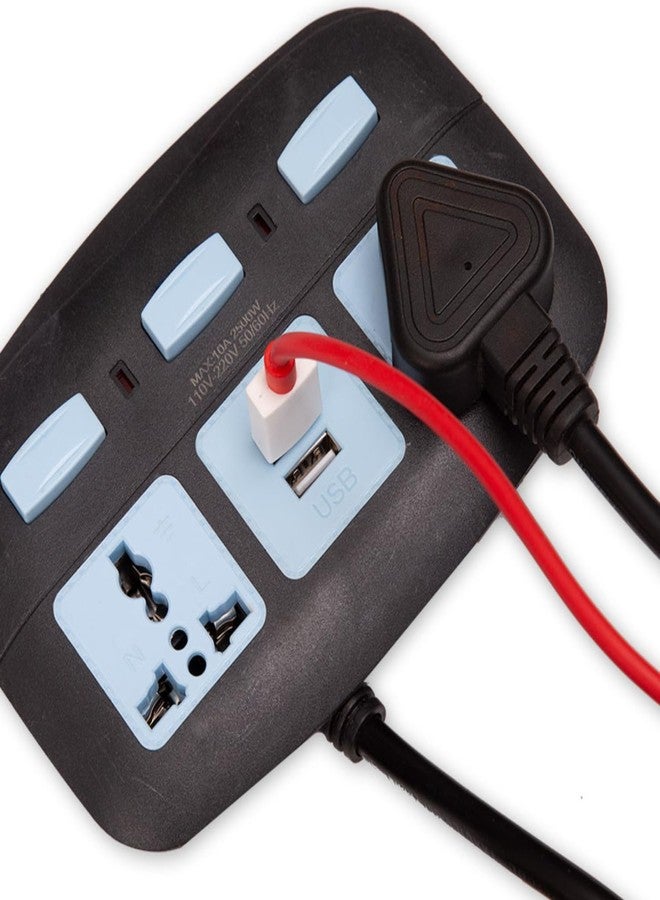 Drumstone (10 Years Warranty) Universal 3-Socket Power Extension Board with USB Ports | 2 Meter Cord | Fast Charging, Surge Protection, Smart IC for Home, Office, Laptop, Mobile & Gadgets - Image 2