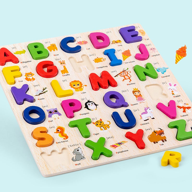Interesting Early Education Cognitive Puzzle Children'S Educational Cartoon Upper And Lower Case Letters Hand-Held Board Intellectual Development Enlightenment Toys - Image 4
