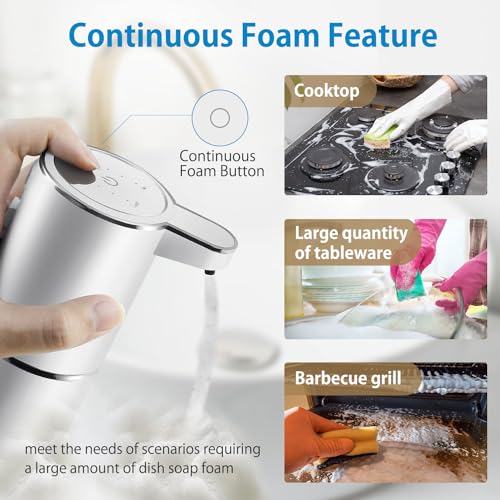 Gotofine Automatic Foaming Soap Dispenser,4-Level Adjustable Foam, Wall Mount, USB Rechargeable,12.8oz/ 380ml,Touchless Hand & Dish Soap Dispenser for Bathroom, Kitchen,Hotel, Restaurant - Image 4