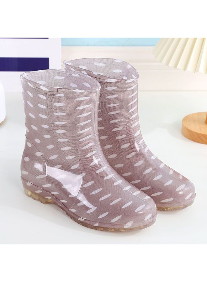 Fashion Rain Boots Women's Adult Mid-calf Fleece-lined Warm Non-slip Wear-resistant Waterproof Labor Car Wash Shoes Rain Boots