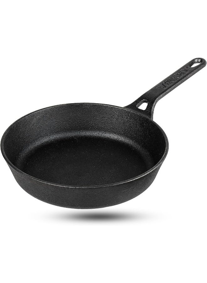 Vinod Legacy Pre-Seasoned Cast Iron Fry pan, 24 cm, Induction Friendly, Black - Image 1