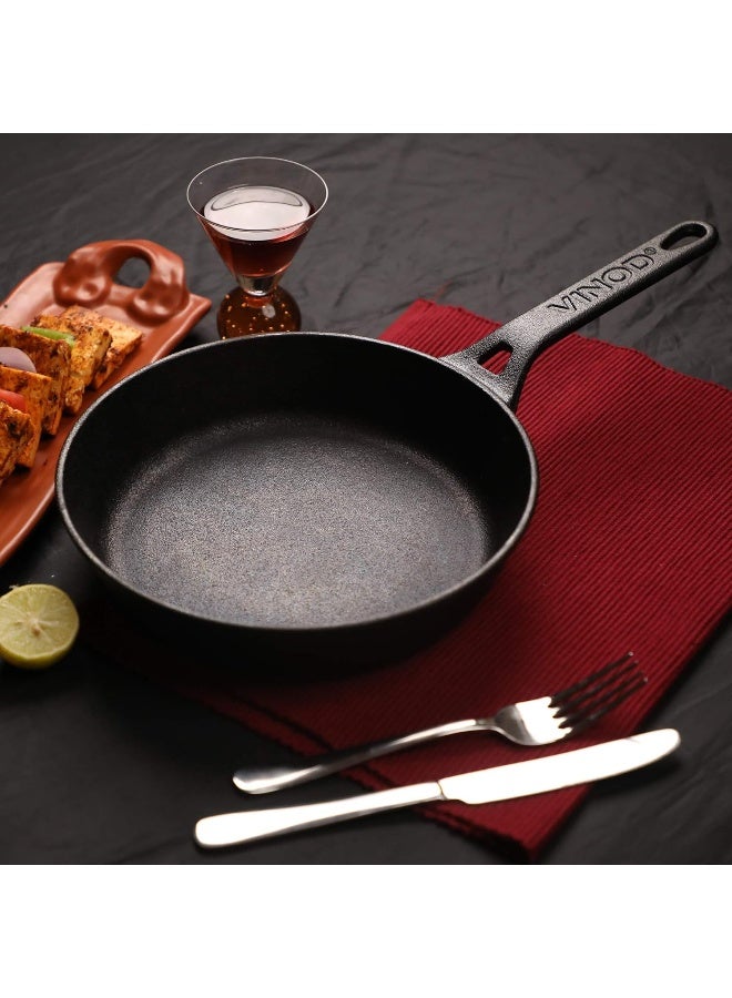 Vinod Legacy Pre-Seasoned Cast Iron Fry pan, 24 cm, Induction Friendly, Black - Image 2
