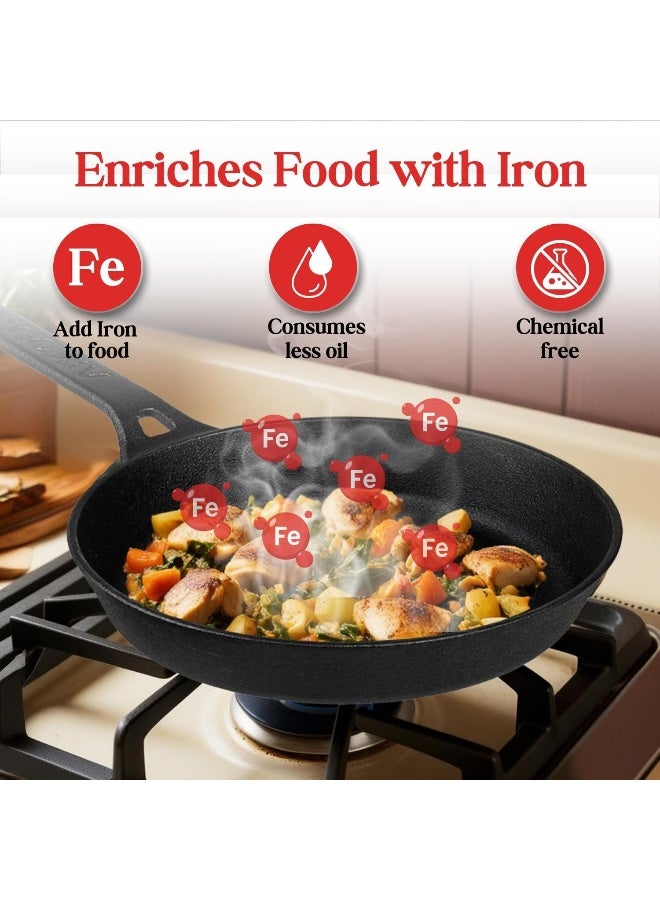 Vinod Legacy Pre-Seasoned Cast Iron Fry pan, 24 cm, Induction Friendly, Black - Image 3