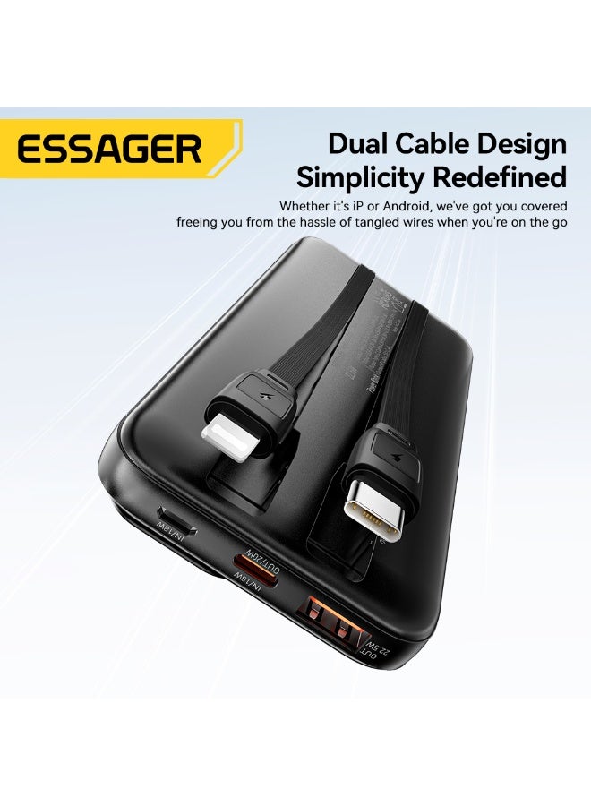 Essager Power Bank 20000mAh Portable Charger with Built-in Cable Digital Display Battery Capacity 22.5W  Samsung and iPhone 15 14 13 pro - Image 4