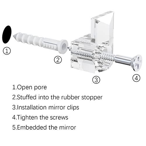BAGTeck 22 Sets of Mirror Holder Clips Kit,3/8 Crystal Clear Plastic Mirror Clip,Mirror Holder Clips Glass Retainer Clips Kit,Mirror Hanging kit with Screws and Fixed Mirror Box Door - Image 5