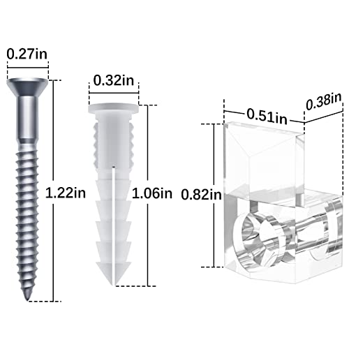BAGTeck 22 Sets of Mirror Holder Clips Kit,3/8 Crystal Clear Plastic Mirror Clip,Mirror Holder Clips Glass Retainer Clips Kit,Mirror Hanging kit with Screws and Fixed Mirror Box Door - Image 4