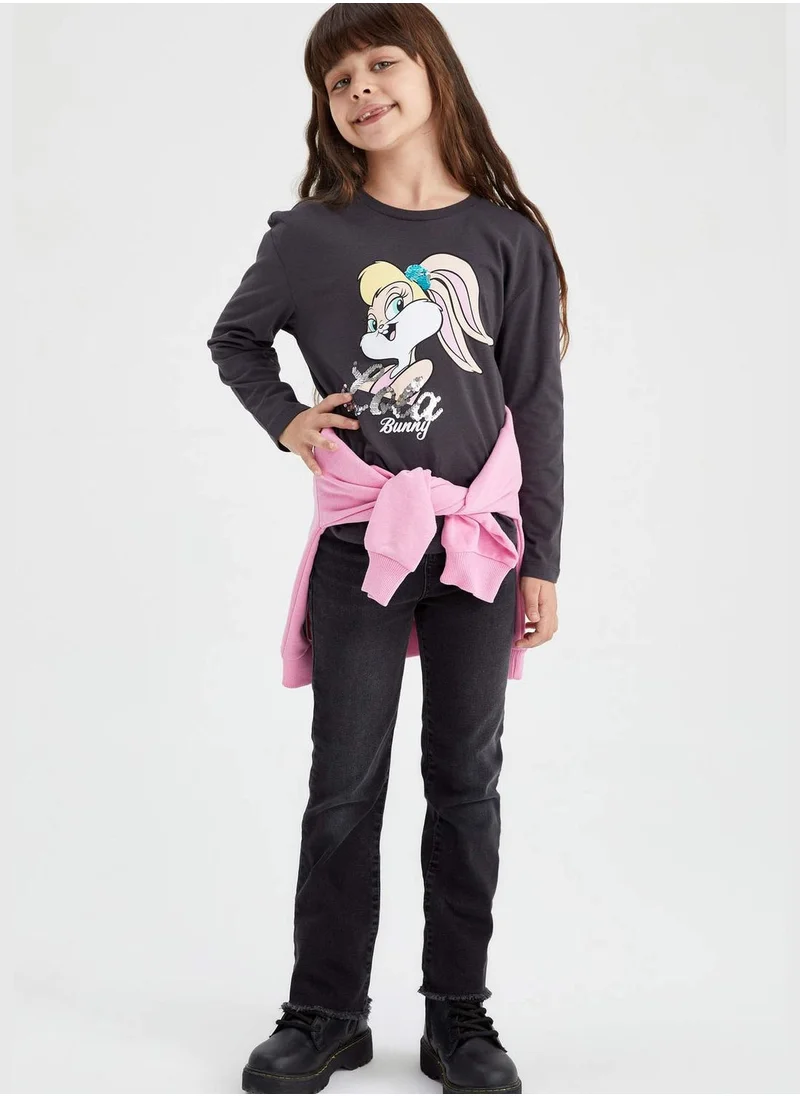 DeFacto Girl Looney Tunes Licenced Regular Fit Crew Neck Knitted Long Sleeve Body