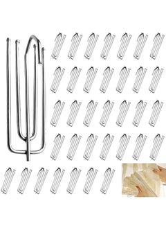 GNAFOTU 40 Pack Pinch Pleat Curtain Hooks, Stainless Steel Header Tape Pins, Heavy Duty Metal Curtain Hooks for Window Door Bathroom Curtain  - Image 1