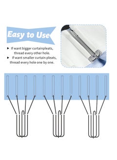 GNAFOTU 40 Pack Pinch Pleat Curtain Hooks, Stainless Steel Header Tape Pins, Heavy Duty Metal Curtain Hooks for Window Door Bathroom Curtain  - Image 3