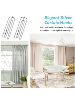 GNAFOTU 40 Pack Pinch Pleat Curtain Hooks, Stainless Steel Header Tape Pins, Heavy Duty Metal Curtain Hooks for Window Door Bathroom Curtain  - Image 5