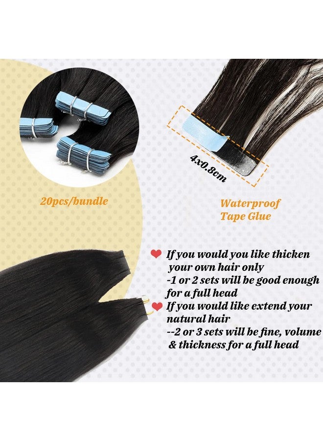 Smavida Human Hair Light Yaki Straight Tape In Extensions For Black Women Black Tape In Hair Extensions 20Pcs Skin Weft Yaki Straight Tape In Human Hair 9A Brazilian Yaki Hair - Image 5