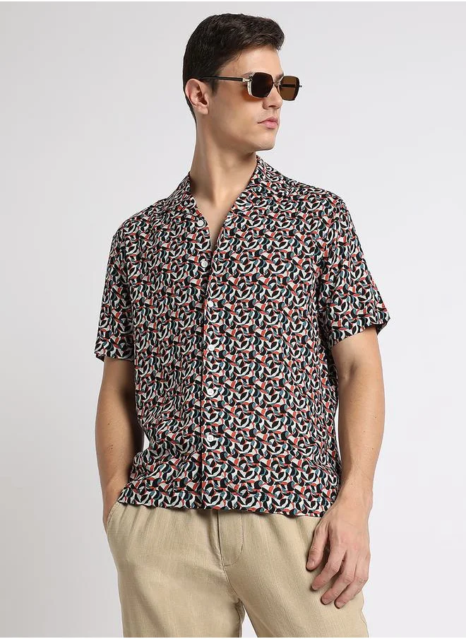 Dennis Lingo All Over Print Regular Fit Shirt with Short Sleeves