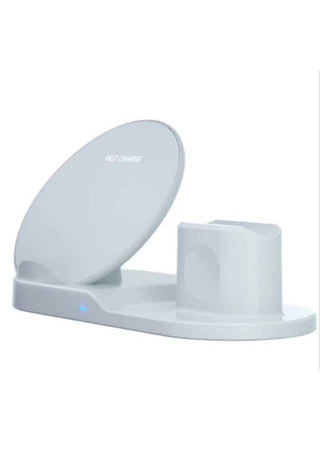 Wireless Charger 3 in 1 Wireless Fast Charging Station Compatible with iWatch 8/7/6/5/4/3/2 SE/AirPods 2 Pro/iPhone 14/13/12/11/11Pro Max/X/XS/Galaxy S22/S21 (White) - Image 3