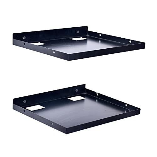 D&V ENGINEERING - Creative in innovation D&V Engineering Metal Heavy Duty, Sturdy Design, Wall Mount Stand/Set Top Box/WiFi Router Stand, Tray Size-11"X 9" - Black (Set of 2) - Image 1