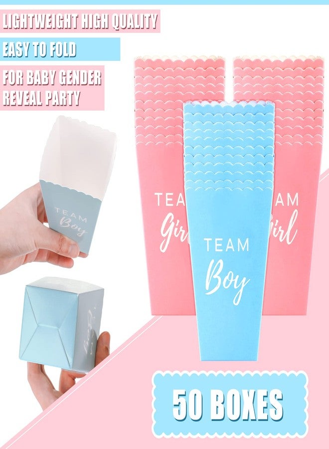 Hotop 50 Pack Gender Reveal Popcorn Paper Boxes Pink and Blue Candy Mini Favor Treat Cups for Girl Boy Baby Shower Gender Reveal Party Decorations Supplies(Blue, Pink) - Image 3