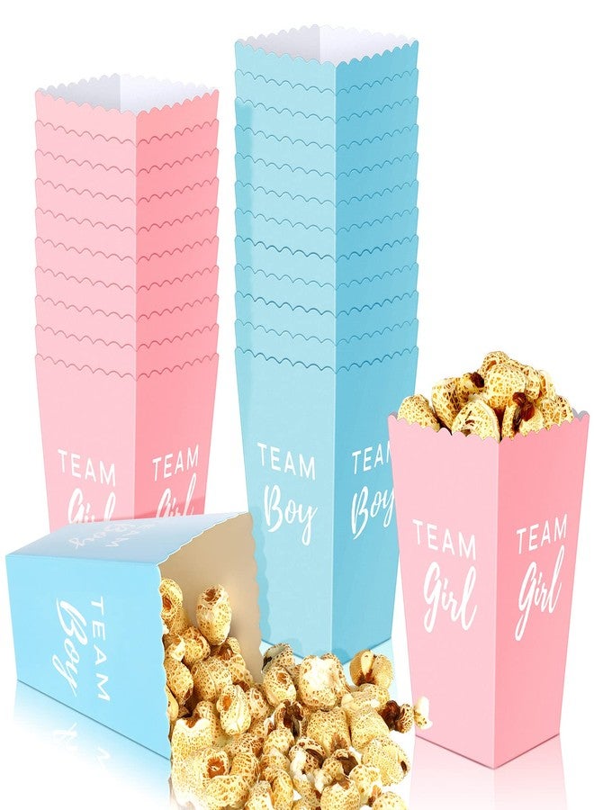 Hotop 50 Pack Gender Reveal Popcorn Paper Boxes Pink and Blue Candy Mini Favor Treat Cups for Girl Boy Baby Shower Gender Reveal Party Decorations Supplies(Blue, Pink) - Image 1