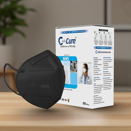 C-Cure N95 Mask Pack of 5 for Men & Women | 5 Layer FFP2 Anti Pollution Reusable Face Mask | Melt Blown Filter | Adjustable Nose Clip & Ear Loop | PM2.5 Protection | Daily Use - Image 1