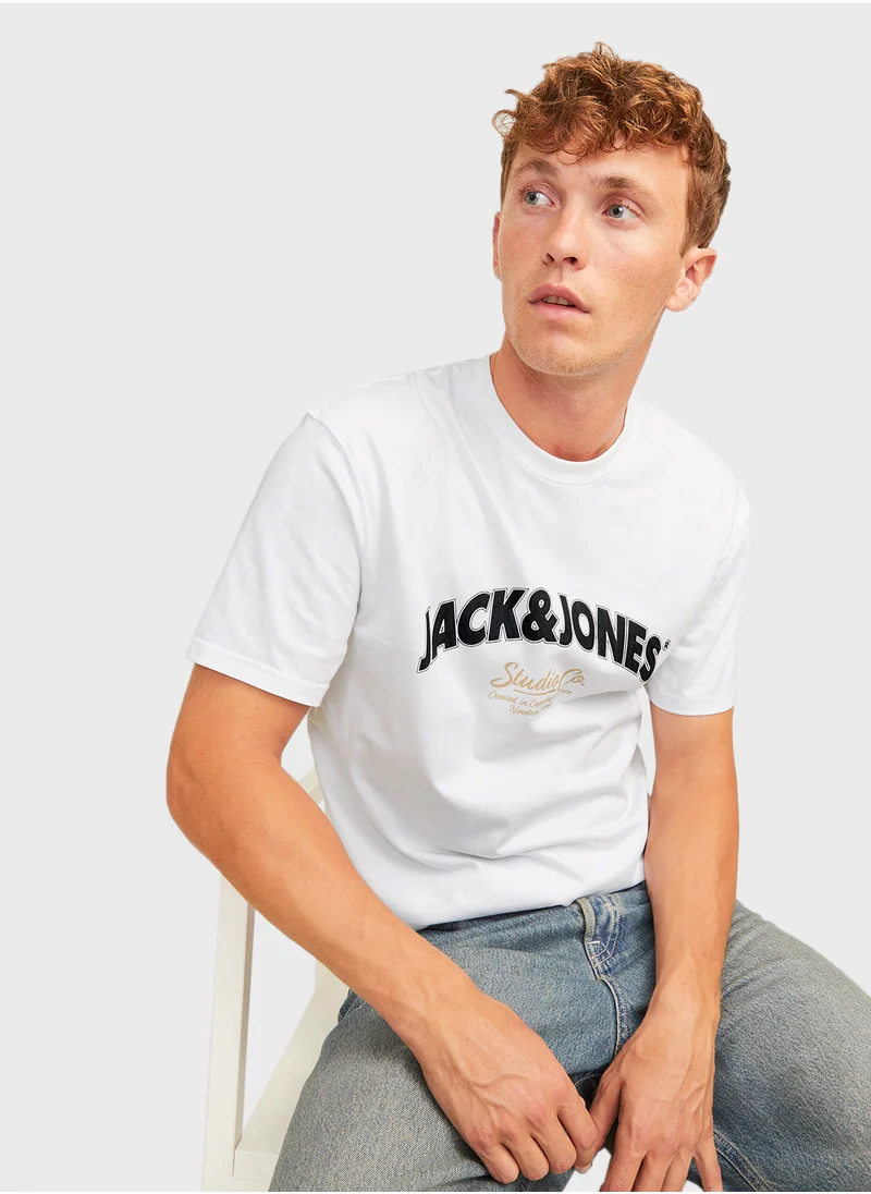 JACK & JONES Slogan Crew Neck T-Shirt