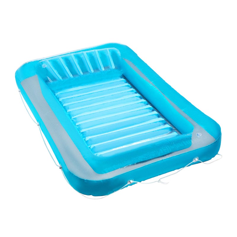 Hoovy Inflatable Tanning Pool Lounge Float Personal Pool Lounger with Pillow Inflatable Tanning Pool Bed Blue 13 Years - Image 2