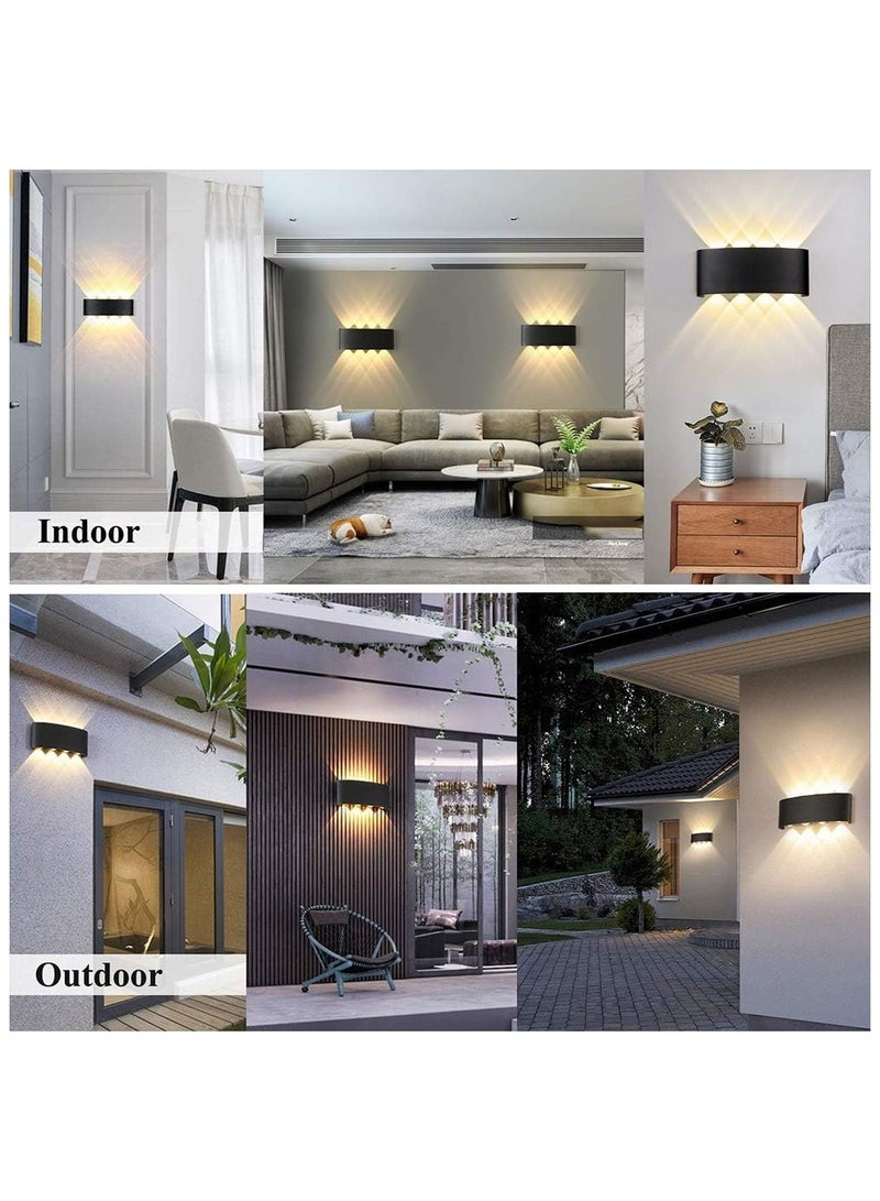 LED Wall Light Modern Plastic Waterproof Outdoor and Indoor Wall Lamp 3000K Warm Light Directional 4-Light Up and Down Black - Image 3
