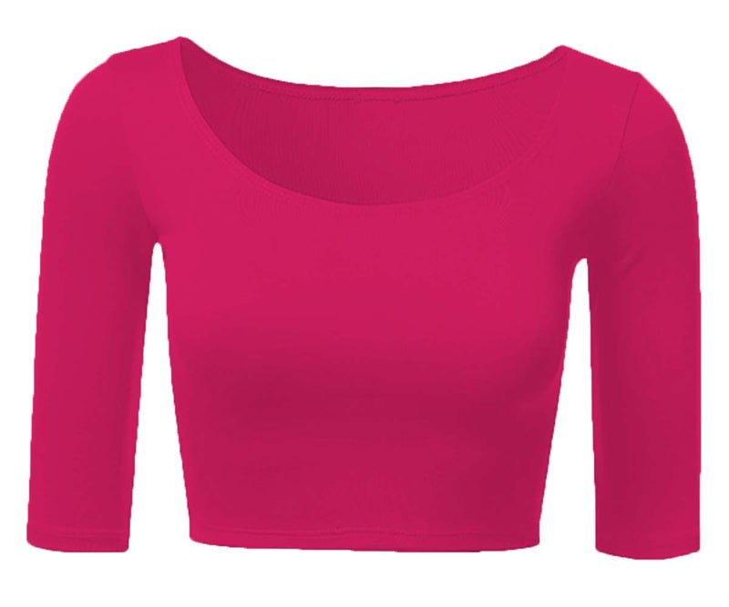 THE BLAZZE Women's Cotton Solid Half Sleeve Readymade Blouse (1055_Dark Pink_XS) - Image 1